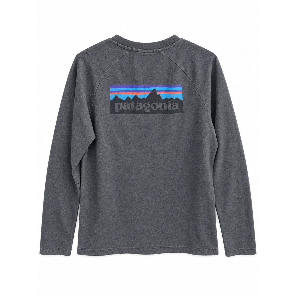 Patagonia Organic Cotton Men's M Gray Long Sleeve Logo Graphic Shirt Outdoor